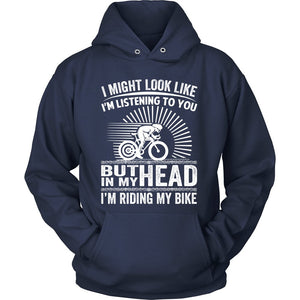 In My Head I'm Riding My Bike T-shirt teelaunch Unisex Hoodie Navy S