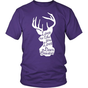 Love Me Like You Love Deer Season T-shirt teelaunch District Unisex Shirt Purple S