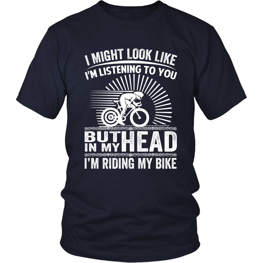 In My Head I'm Riding My Bike T-shirt teelaunch District Unisex Shirt Navy S