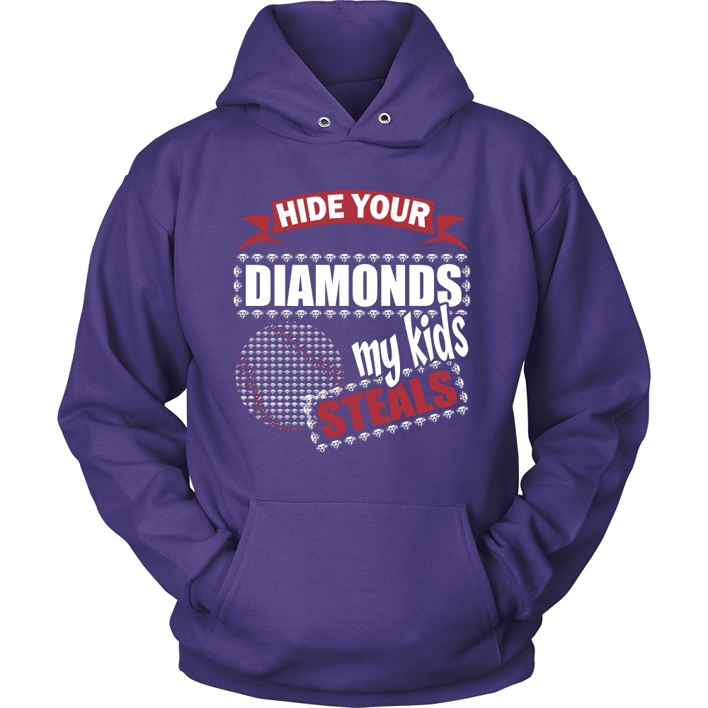 Hide Your Diamonds My Kids Steals T-shirt teelaunch Unisex Hoodie Purple S