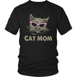 Cat Mom T-shirt teelaunch District Unisex Shirt Black S