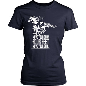 Two Feet Move Your Body, Four Feet Move Your Soul! T-shirt teelaunch District Womens Shirt Navy S