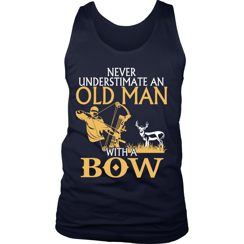 Never Underestimate An Old Man With A Bow T-shirt teelaunch District Mens Tank Navy S