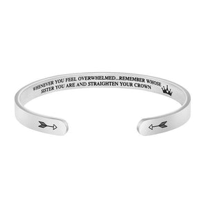 Straighten Your Crown Inspirational Cuff Bracelet bracelets GrindStyle Sister Silver 
