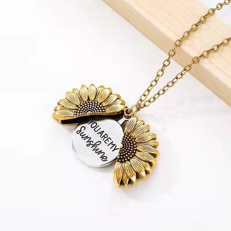 You Are My Sunshine Sunflower Necklace GrindStyle Gold 